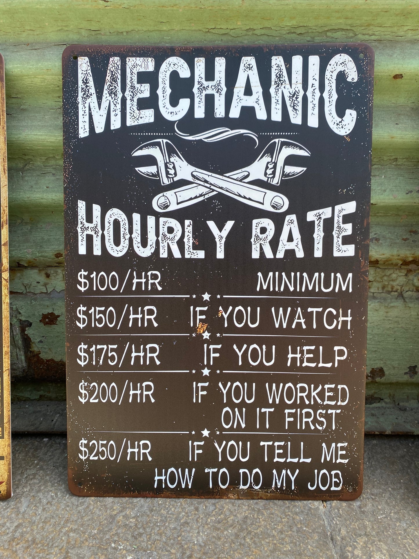 Plaque en métal - LES TARIFS !