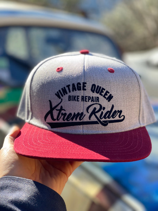 Casquette Vintage Queen Bike Repair - Snap Back - Gris/Bordeaux